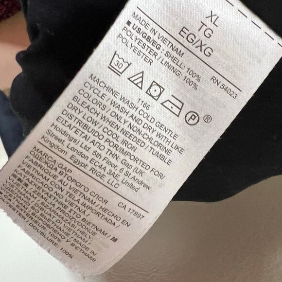 GAP Dress w Pockets XL Women Black Red Blouson Long Sleeve Faux Wrap V-Neck Mini - Picture 9 of 9